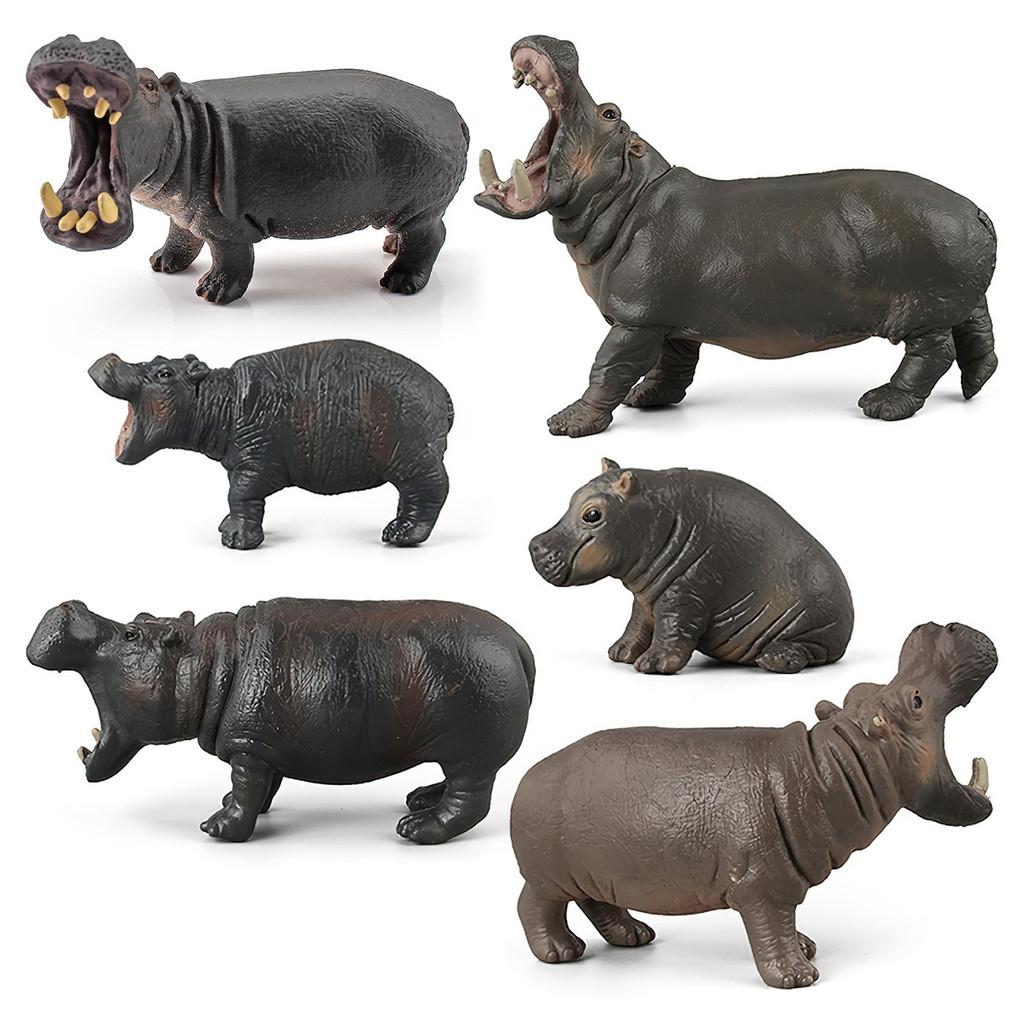 Wild Animal Pvc Hippo Model Set For Kids And Collectors