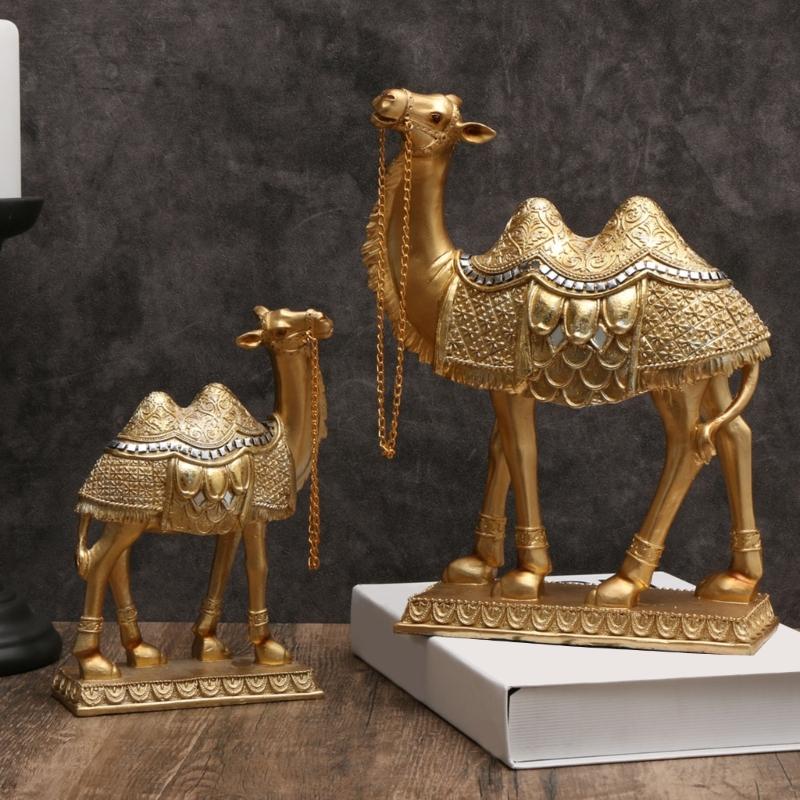 Standing Camels Decoration, Resins Animal Figurine for Elegant Study Room Enhancement