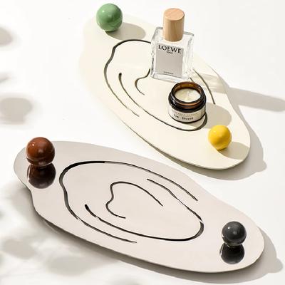 Kreatives Moiré Edelstahl Tablett Sonderform Tablett Aromatherapie Pendel Schmuckteller Heimdekoration Unregelmäßiger Teller