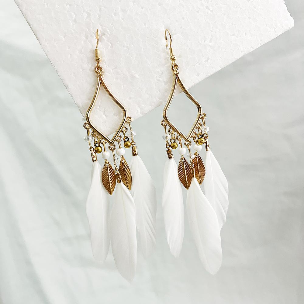

Feather Tassel Earrings Lightweight Bohemian Style Dangle Earrings for Women and Girls Fashion Jewelry Accessories One Size