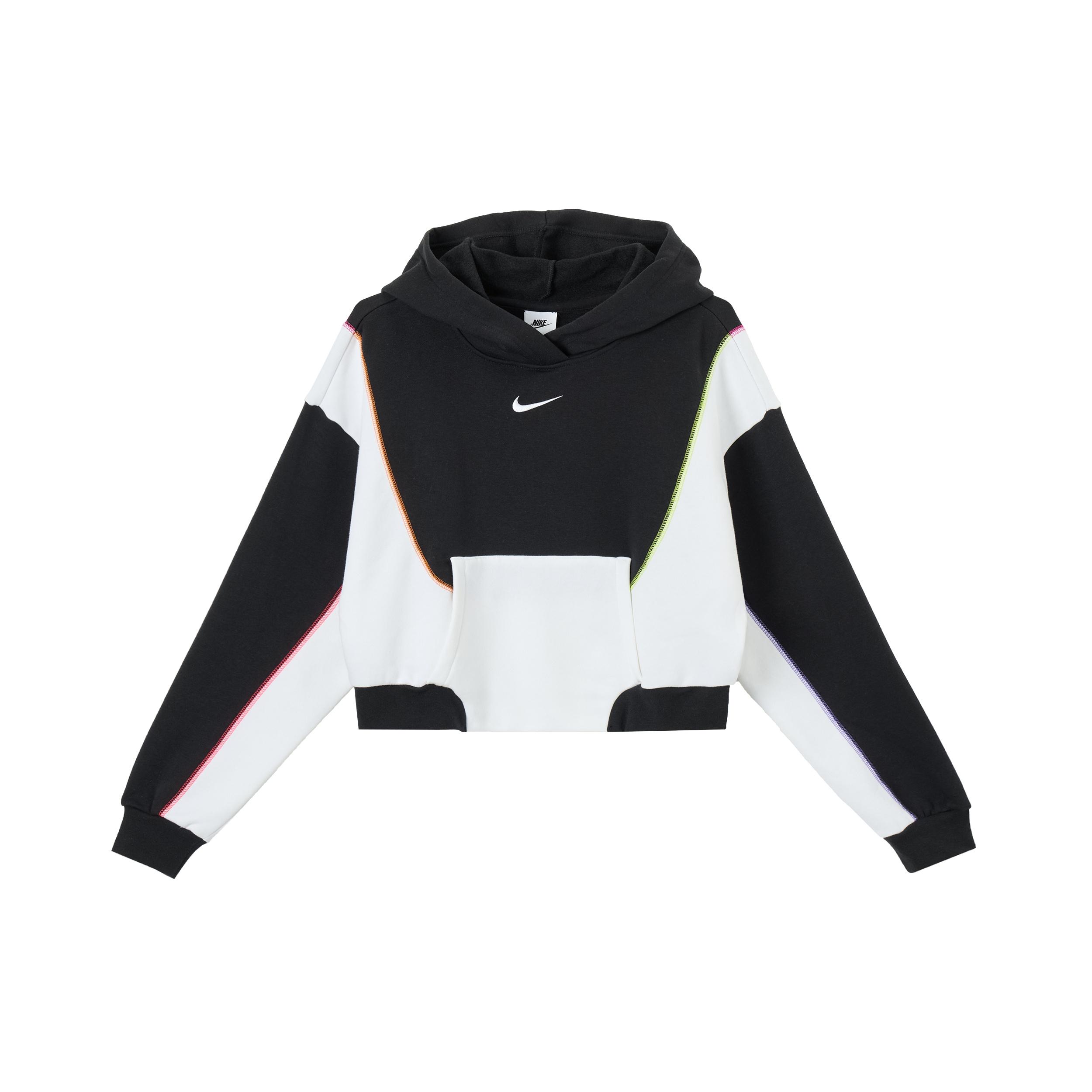(WMNS) Nike Sportswear Oversized Fleece Hoodie Black White Women s DM6360-010 S