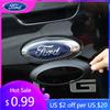 Car Sticker Car Rear Badge Ring Logo Frame Cover Decoration Trim Fit For Ford Ranger 2015-2021 F150 2009-2014 Auto Carbon Fiber/
