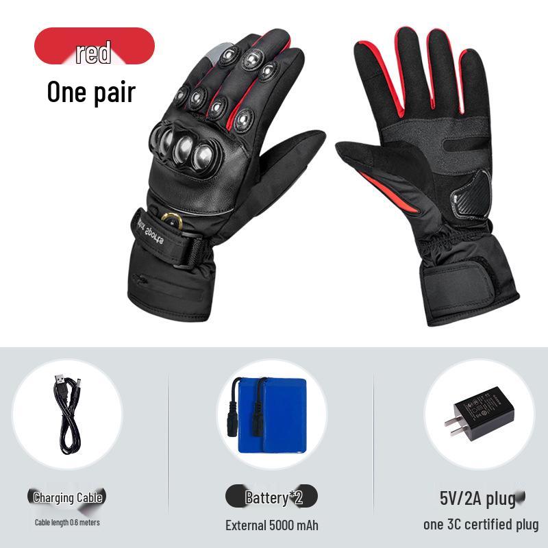Carbon Fiber Warm Waterproof Electric Heated Motorcycle Gloves for Men & Women - Winter Touchscreen & Anti-Fall Protection 2XL