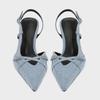 Fashion Designer Blue Denim Slingback Buckle Strap Women Pumps Sexy Pointed Toe High Heels Elegant Party Dress Shoes Zapatos De Mujer