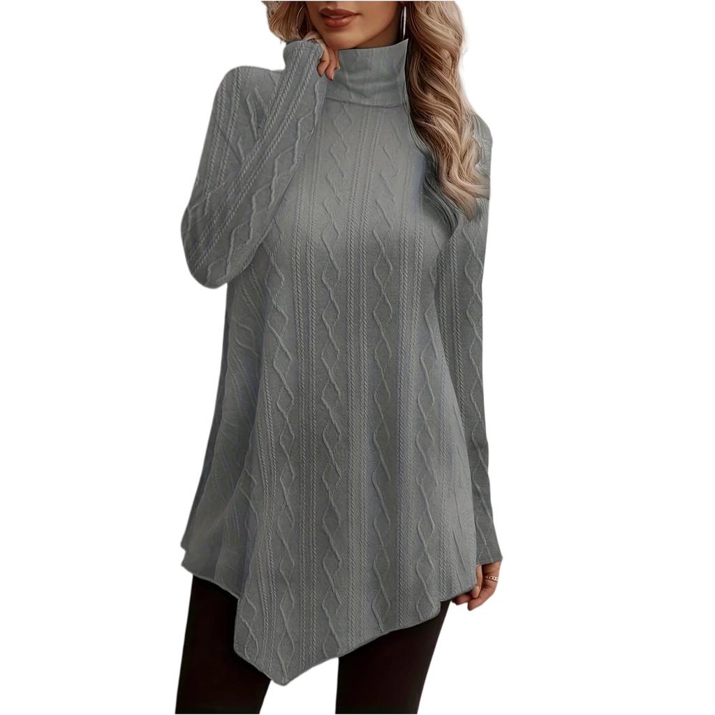Women's Fashionable Casual Solid-color Long-sleeved Pullover Round-neck T-shirt Top