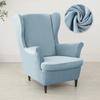 Nordic Solid Color Wing Chair Cover Velvet Stretch Armchair Covers Removable Relax Sofa Slipcovers with Seat Cushion Slipcover