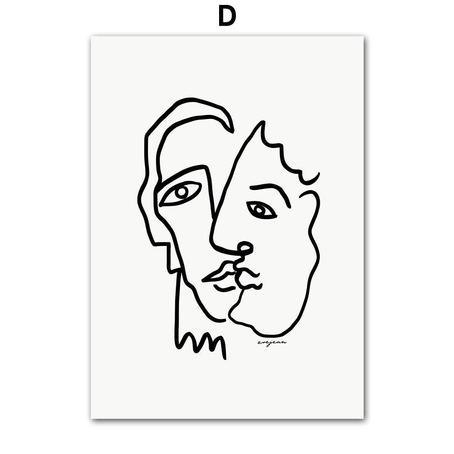 Modern Black Striped Girl Leaves Abstract Posters Prints Modern Minimalist Wall Art Canvas Painting Home Living Room Decoration