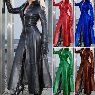Damen Regenmantel Langer Mantel mit Maxi-Ärmeln und schmaler Taille Trenchcoat zum Einkaufen