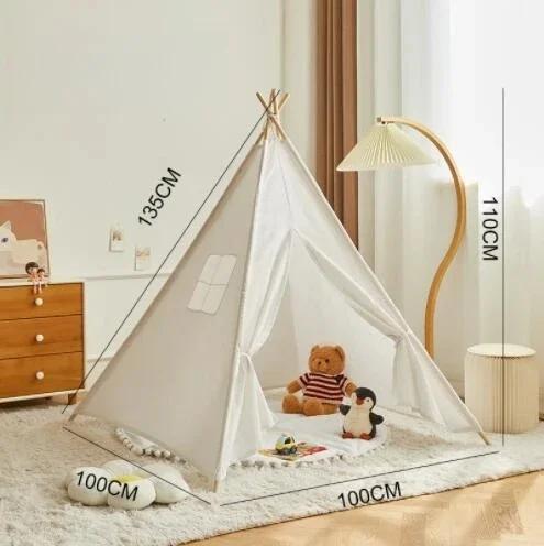 Tragbares Kinderzelt Baumwollleinwand Indianisches Spielzelt Indoor Outdoor Spielhaus Mädchen Schloss Spielzimmer Kinderspielzeug Geschenk Zubehör
