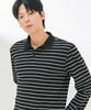 CHASECULT Men'S Pique Striped Collared Long Sleeve T-Shirt-Dark5121B03