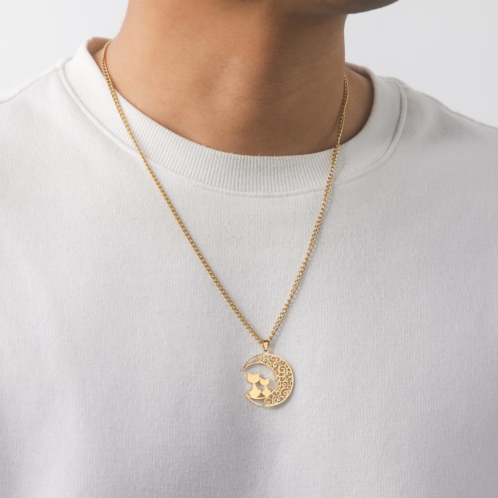 Cazador Crescent Moon Cat Pendant Necklaces for Women Animal Kitten Filigree Neck Chain 2026 Stainless Steel Jewelry Gift Trend