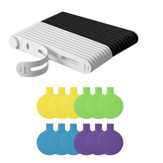 20Pcs Data Cable Ties Waterproof Elastic Clear Marking Cable Ties Lightweight Cord Organizers with Logo Patches Wire Processors