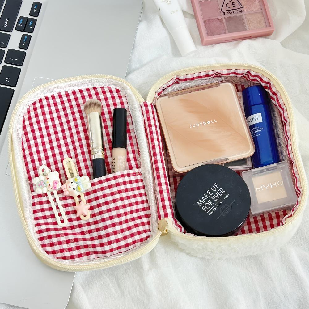 Strawberry Pattern Plush Storage Bag, Three-dimensional Storage, Super Large Capacity. Stationery/miscellaneous Storage Bag