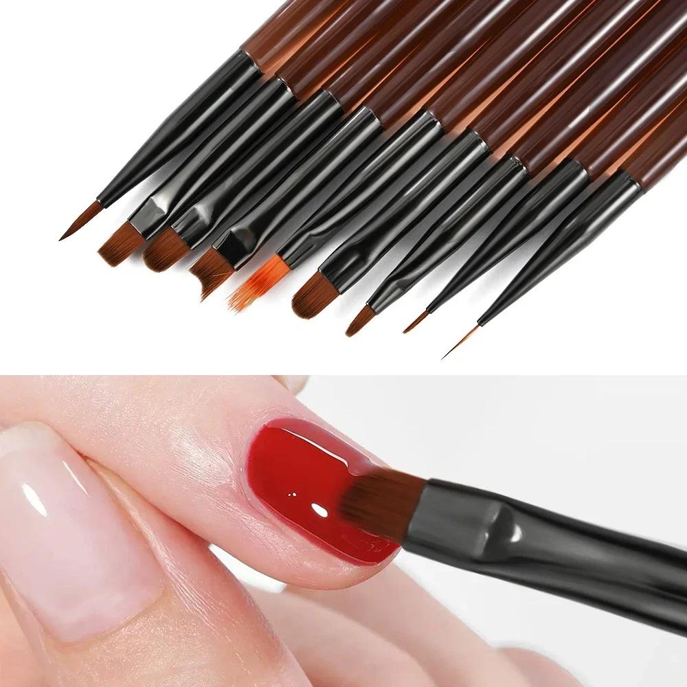 9PCS Brush Liner DIY Painting Pen Manicure Acrylic Drawing Brush for Nail Art Design Nails Tip Display Painting Tool
