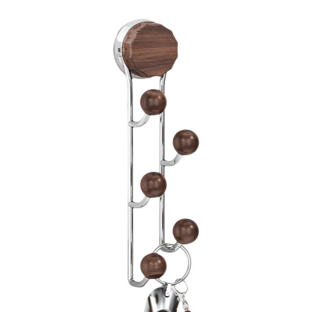 Stainless Steel Wood Grain Hook Without Punching Vertical Hook Shelf Suction Cup Hook  Bathroom