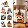 Wood Napkin Organizer for Kitchen Halloween Wooden Holder, Cute Ghost Black Cat Vertical Paper Holiday Storage Table Towel Stand, Tissue Festive Party