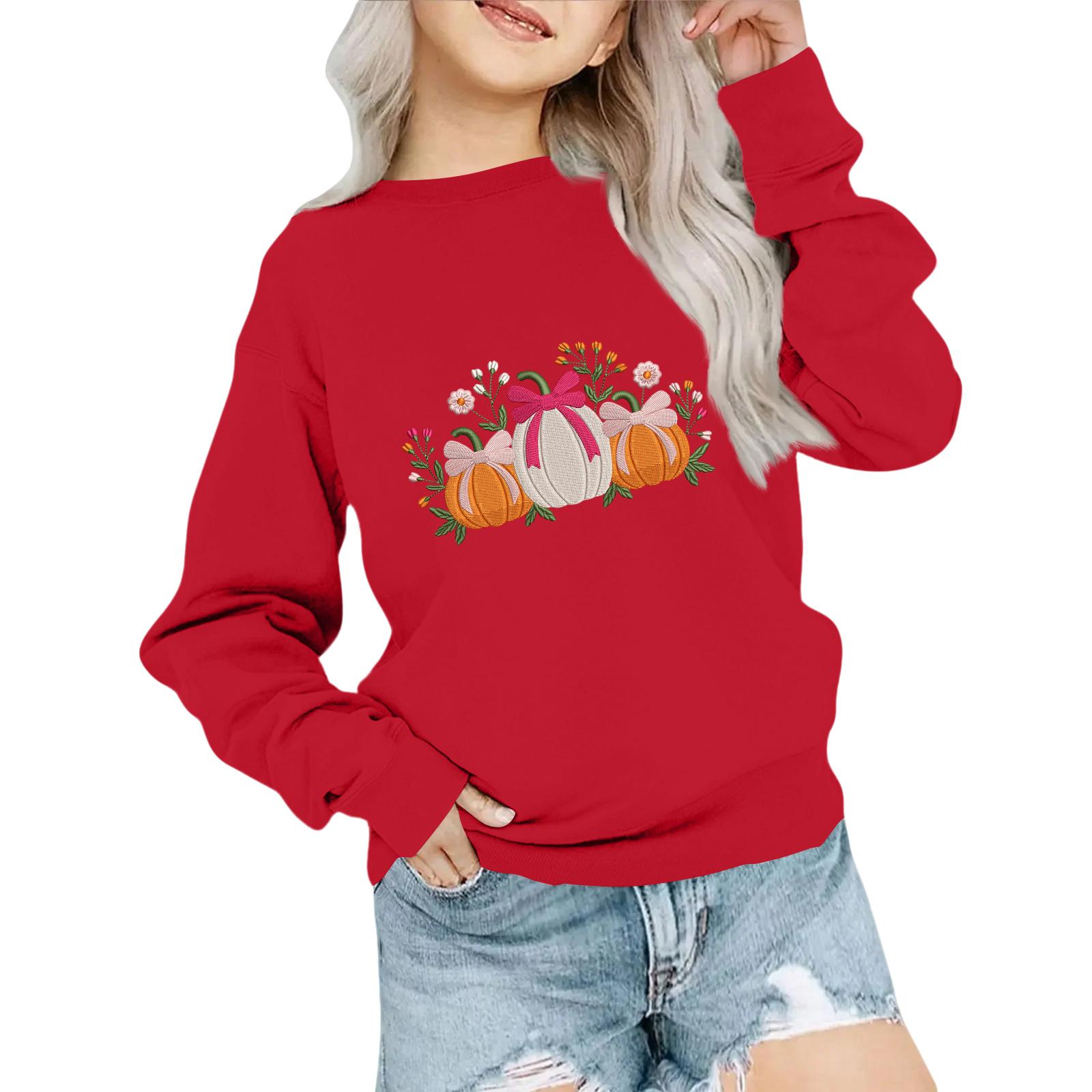 

Детская модная толстовка оверсайз с круглым вырезом, свободного кроя, с длинными рукавами, с повседневным рождественским принтом 140 красный