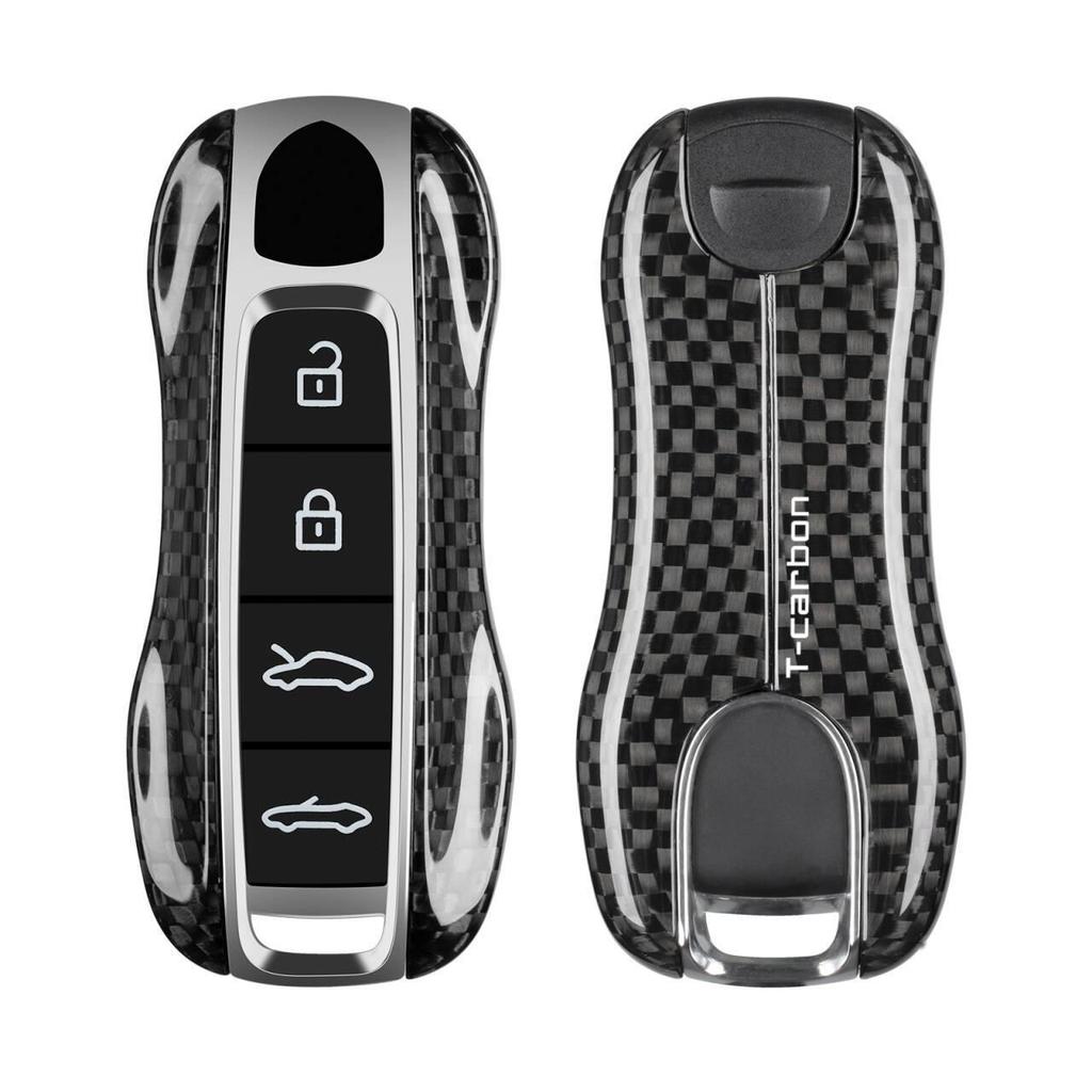 Porsche Carbon Fiber Leichte Schlüsselhülle für Cayenne, Panamera, Macan, 911 - Ersatzhülle mit Schnallenverschluss