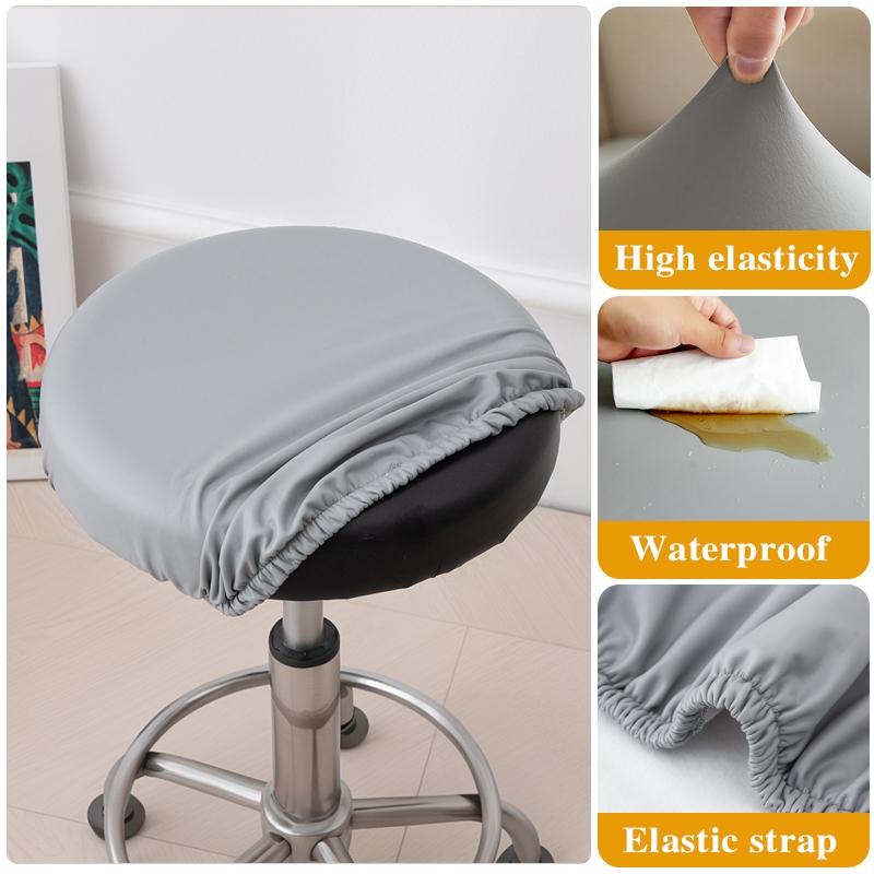 

Водонепроницаемый чехол для барного стула из ПУ, круглый чехол на подушку сиденья, эластичные чехлы на стул с нескользящим дном для бара, кухни, столовой