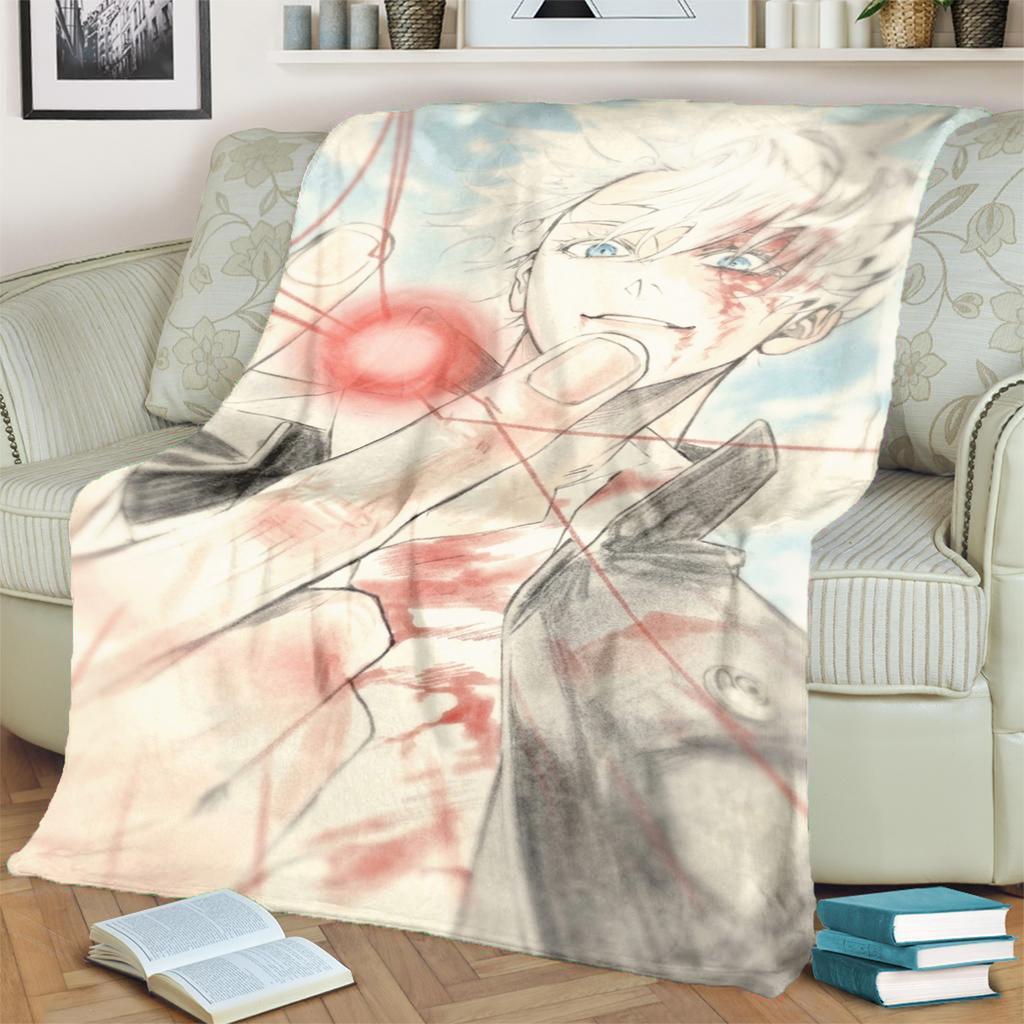 Warm Jujutsu Kaisen Flannel Throw Blanket for Bedrooms, Sofas, Beds, Chairs, Picnics, Travel