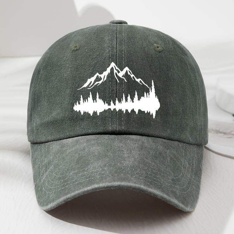 Retro Mountain Print Soft Top Baseball Cap Unisex Fashion Outdoor Sports Fishing Cap