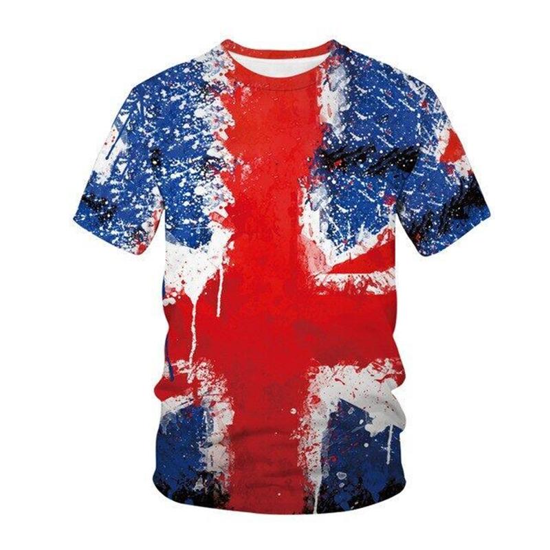 National Flag 3d Printed Design T-shirt For Men USA UK Pattern Short Sleeve Tee Shirts Street Harajuku O-neck Oversized Tees Top