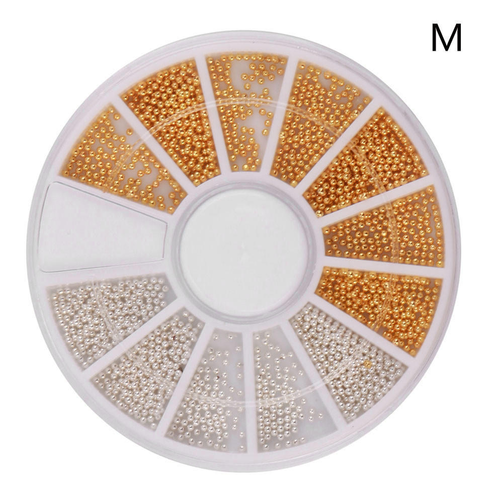 1 Box Colour Steel Bead 3D Round Nail Studs Nail Rhinestone  Decoration