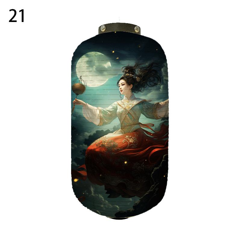

Oriental Style Mid Autumn Lantern Cloth Lantern Japanese Traditional Hanging Lantern Restaurant Cuisine Izakaya Festival Decor 20x35CM