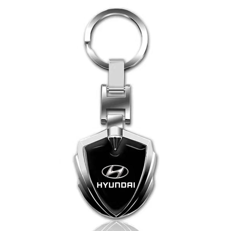 1Pcs Car Emblem Stying Metal Key Rings Shield Shaped Keychain For Hyundai Accent AMICA Aslan Azera DYNASTY Elantra Equus Galloper