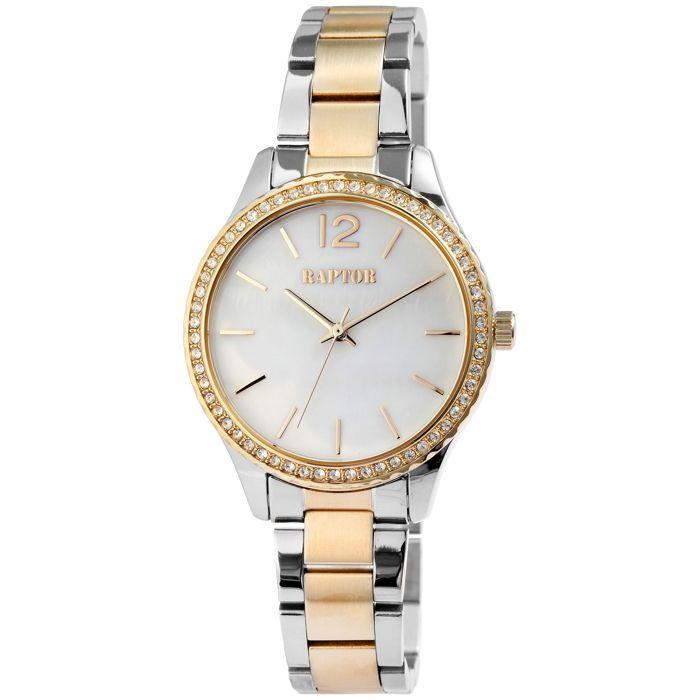 Montre femme - RAPTOR - Pia - Acier inoxydable bicolore argent/or - Cadran nacre 36 mm - Quartz Miyota 2035