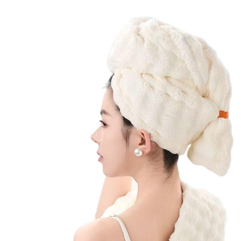 Women's Quick-Dry Bubble Fleece Hair Cap - Thick, Absorbent, and Large Size Shower Towel