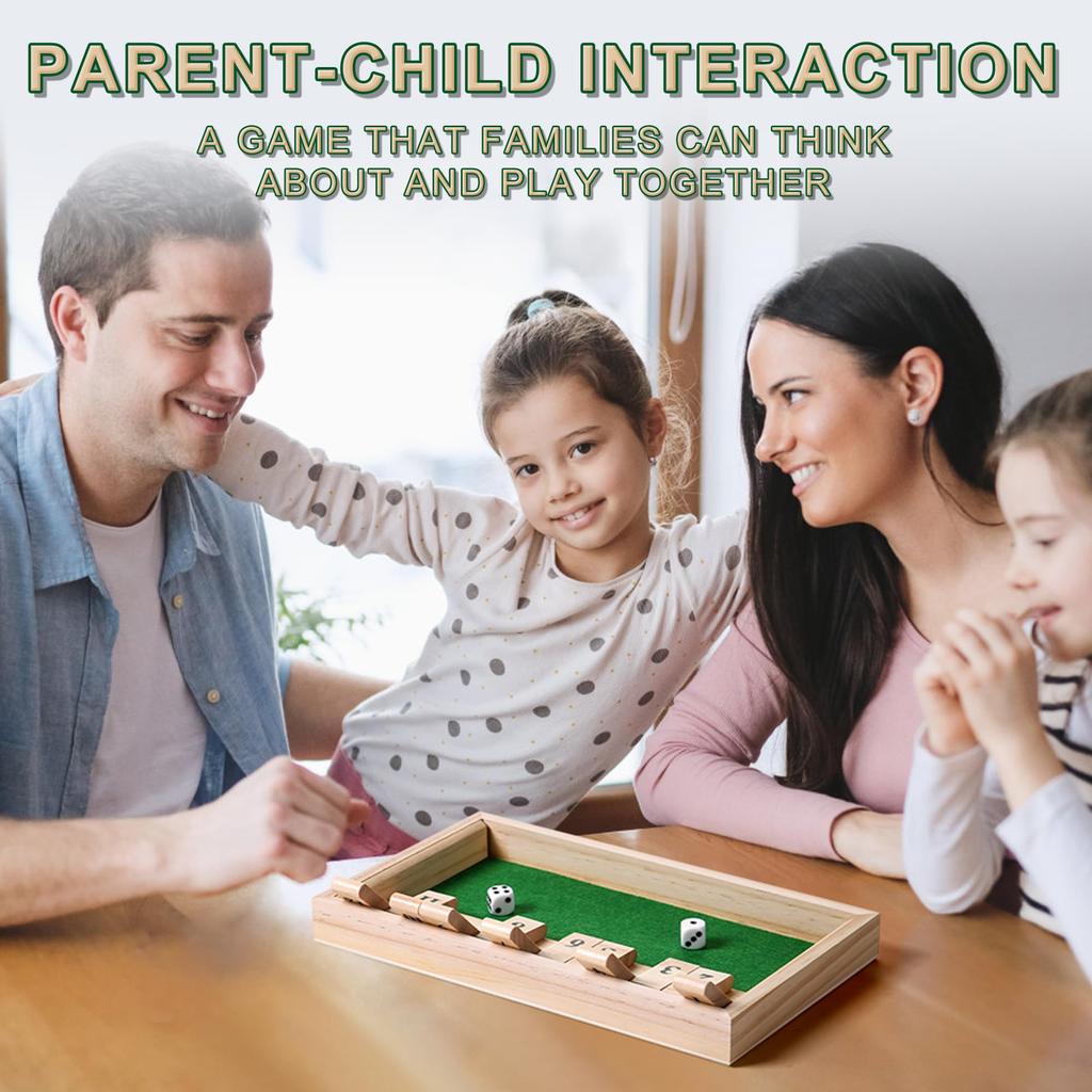 AIUAZA Shutbox Dice Wooden Board Game for 2 Traditional Family Board Fun Math Game for the Holidays Game, Players, Bar, Travel, Game, (Battle Version)