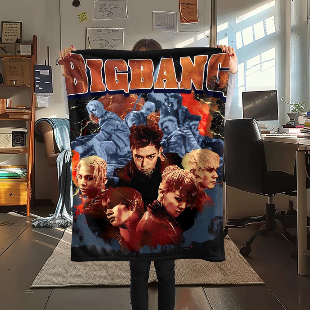 1pz Coperta in Flanella con Stampa BIGBANG, Alta qualità per Tutte le Stagioni, Arredamento per la Casa, Calore e Comfort, Perfetta per Regali di Natale