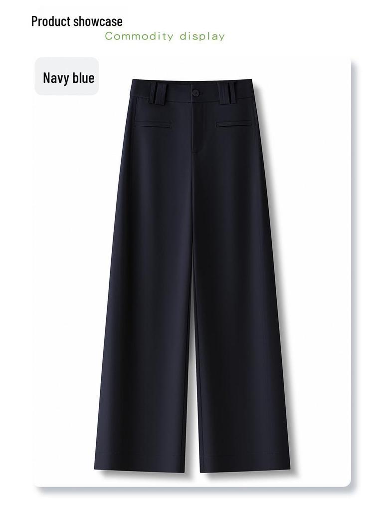 Women's Tencel-Cotton Wide-Leg Pants - High-Waist Loose Fit, Slimming Straight-Leg Style for Spring/Summer 2025