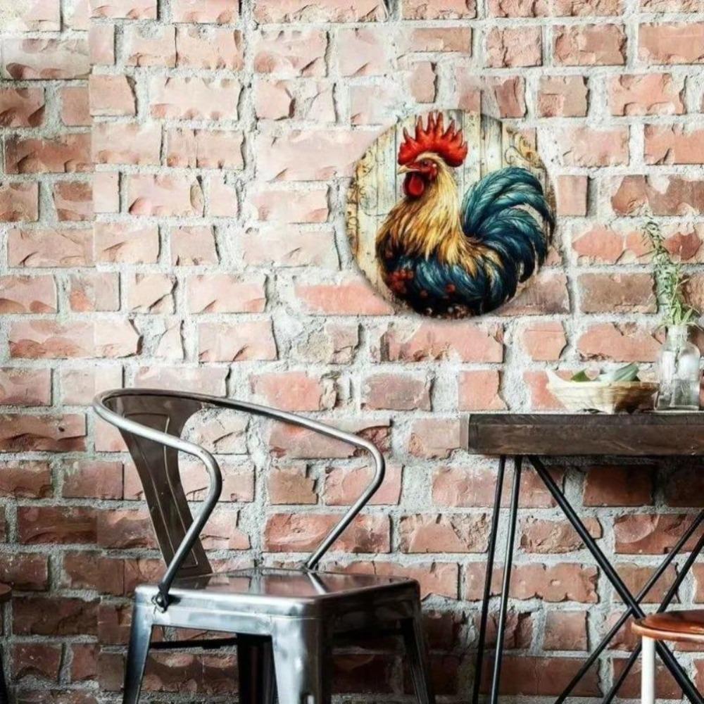 Vintage Rustic Rooster Tin Sign Weatherproof Wall Art Farmhouse Garage Decor