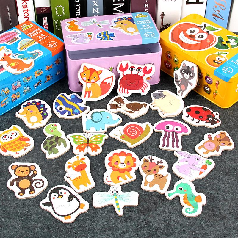 Animal Cognition Puzzle for Toddlers: 2-Piece Matching Game In Iron Box (Ages 1-3)