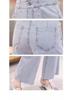 Korean Style High Waist Wide Leg Denim Trousers with Frayed Edge - Slimming, Loose, Nine-Tenth Length, Summer Wear for Women.