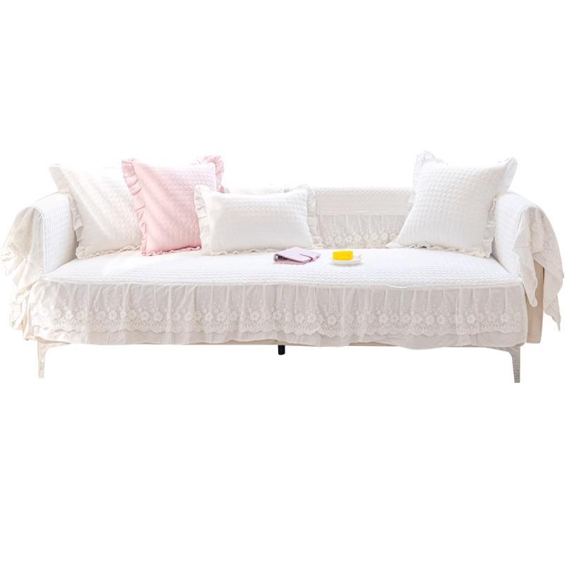 Off-white Cotton Sofa Cushion Fixed Non-slip Pure Cotton Four-season Universal Fabric Sofa Cover Cloth Towel Seat Cushion