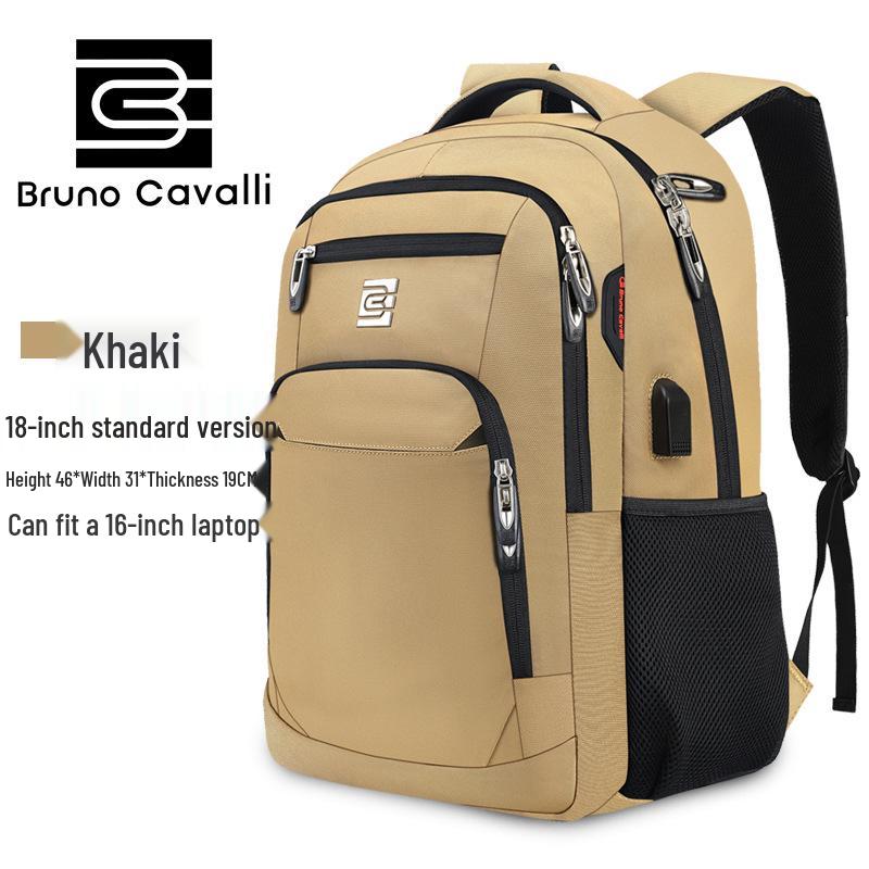 European & American Men s Waterproof Business Travel Laptop Backpack 18-inch хаки