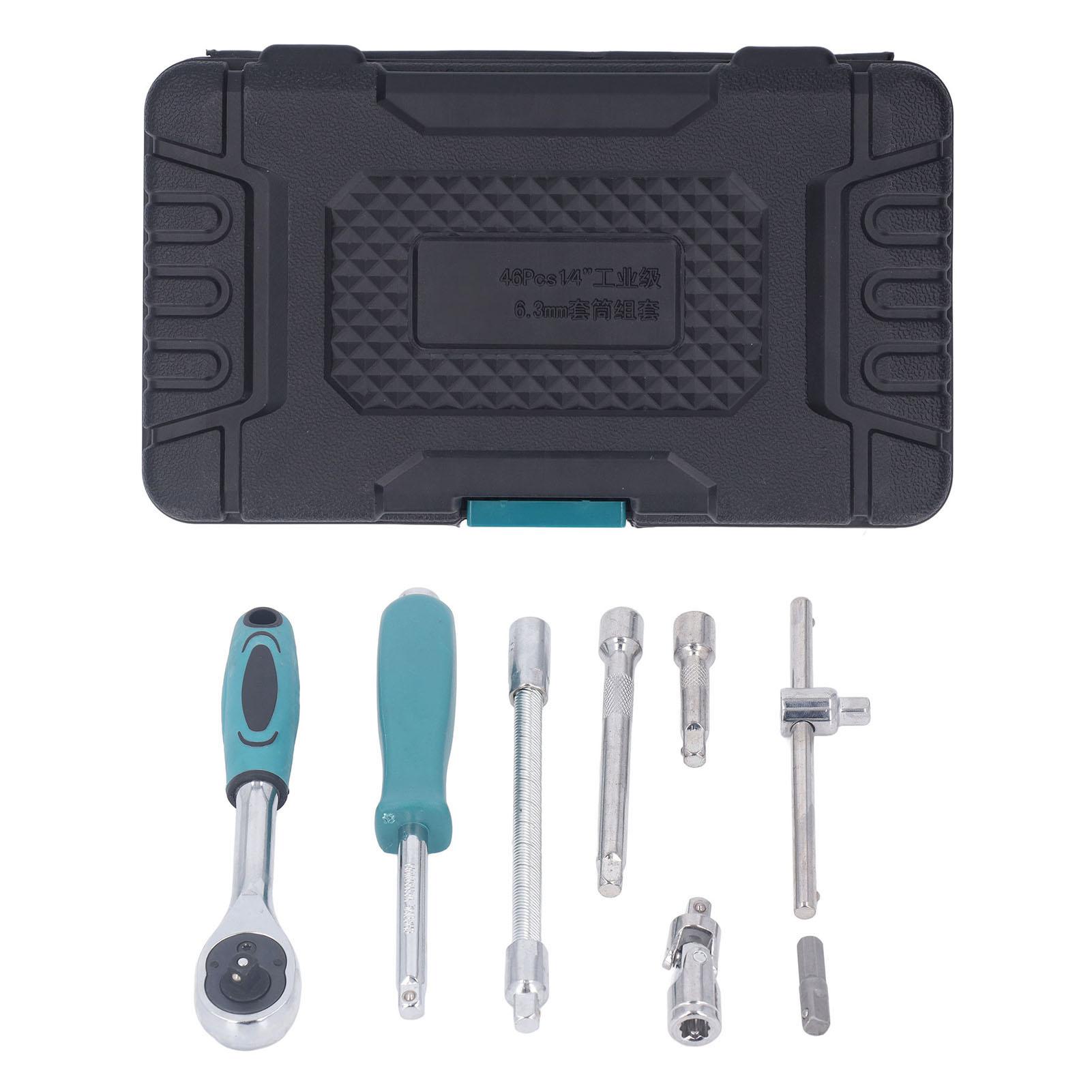 

Набор из 46 предметов, 14 дюймов, набор торцевых ключей с трещоткой, набор торцевых ключей с трещоткой, головки и удлинители