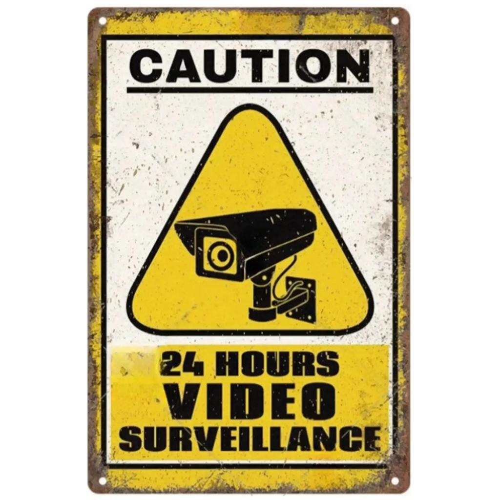 Vintage Vorsicht Hinweis Zone Schild Metallplatte Warnung Kinder Video Retro Plakette für Man Cave Garage Deko