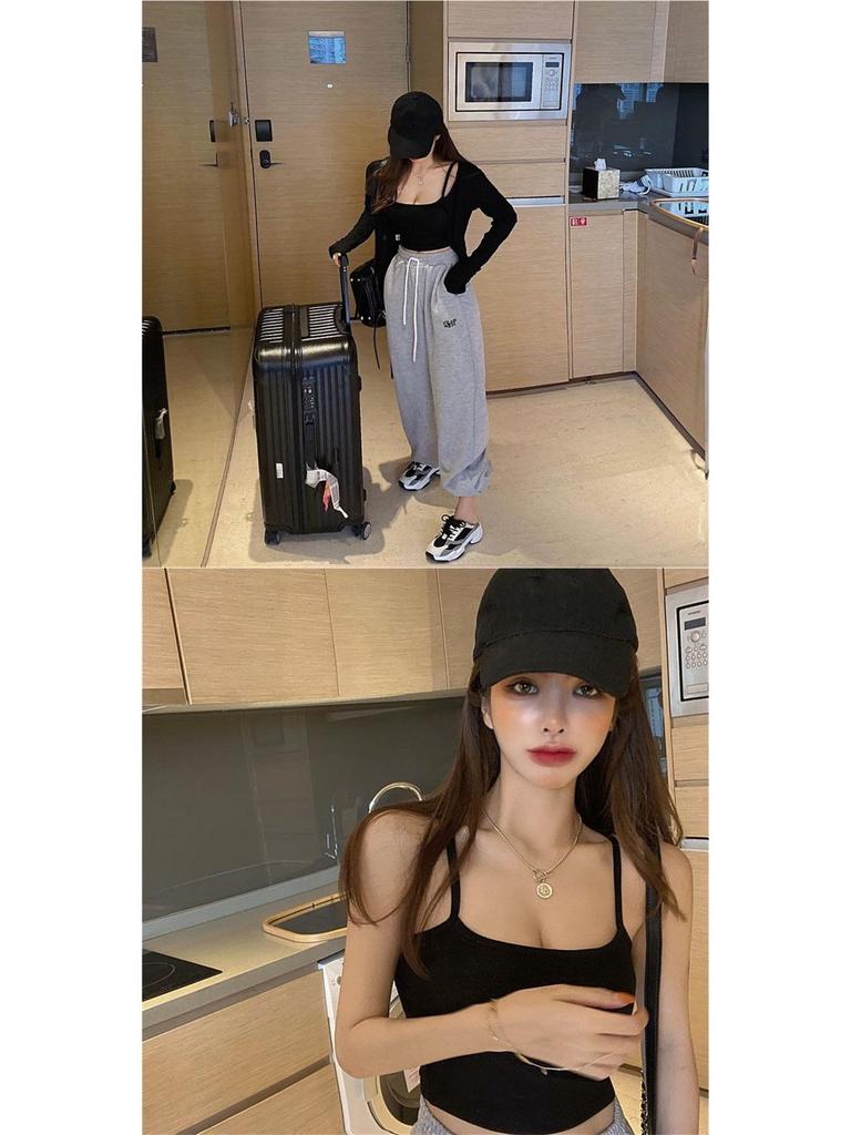 Hong Kong Style Women's Chic Set: Slim Fit Camisole & Fashionable Cardigan.