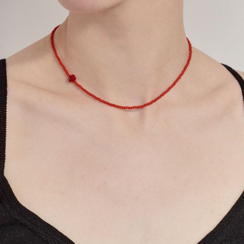 

NUOY Rose Glass Necklace (2 Colors) Red
