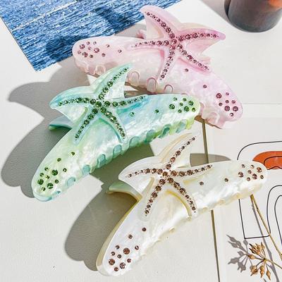 Ocean Series Acetate Diamond Starfish Grab Clip Premium Sense Back Head Disc Hair Shark Clip Hair Accessories