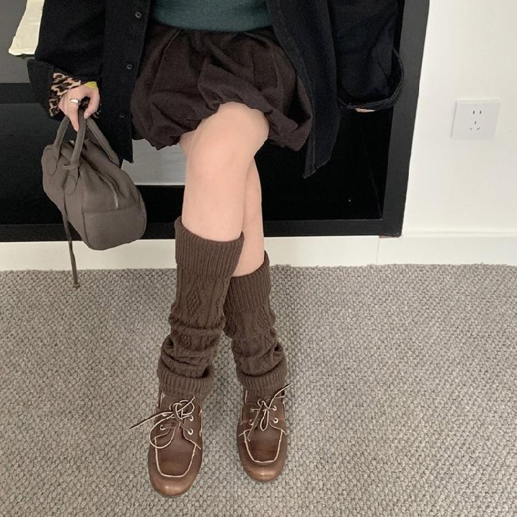 Korean Turn Cuff Leg Warmers for Women Cable Knit Stretchy Footless Socks Students Solid Color Boot Covers Streetwear