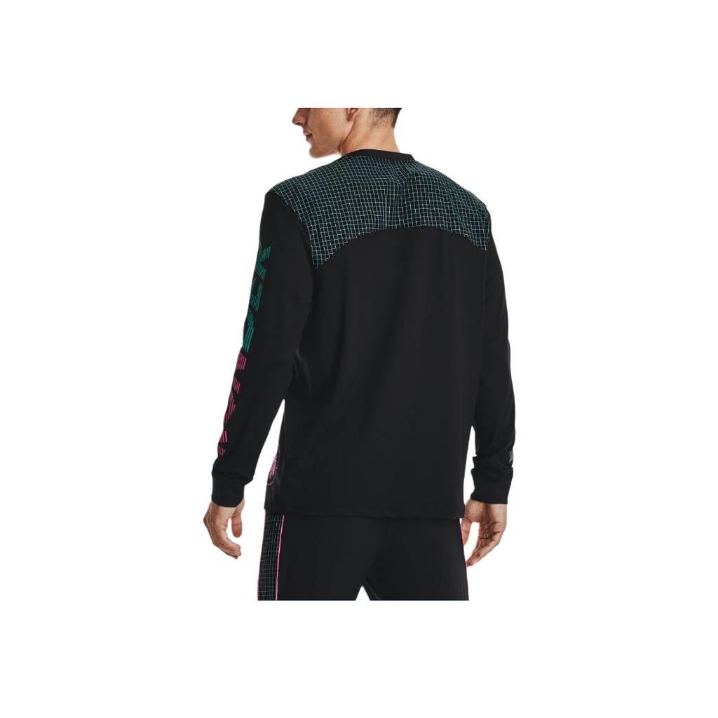 Under Armour Anywhere Printed Letter Pattern Running Long Sleeve T-Shirt Men Tops Black 1370330-001