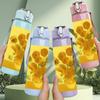 1PC Yellow Sunflower Painting 750ml Color Plastic Sports Water Bottle Leakproof Flip Straw Lid Suitable for Sports Office Home Use