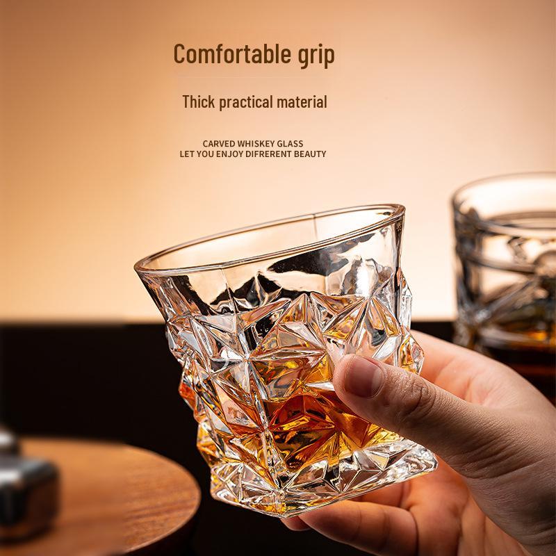 Green Apple Retro Crystal Glass Set – Wine, Whiskey, Beer, Liquor Glasses for Home Bar