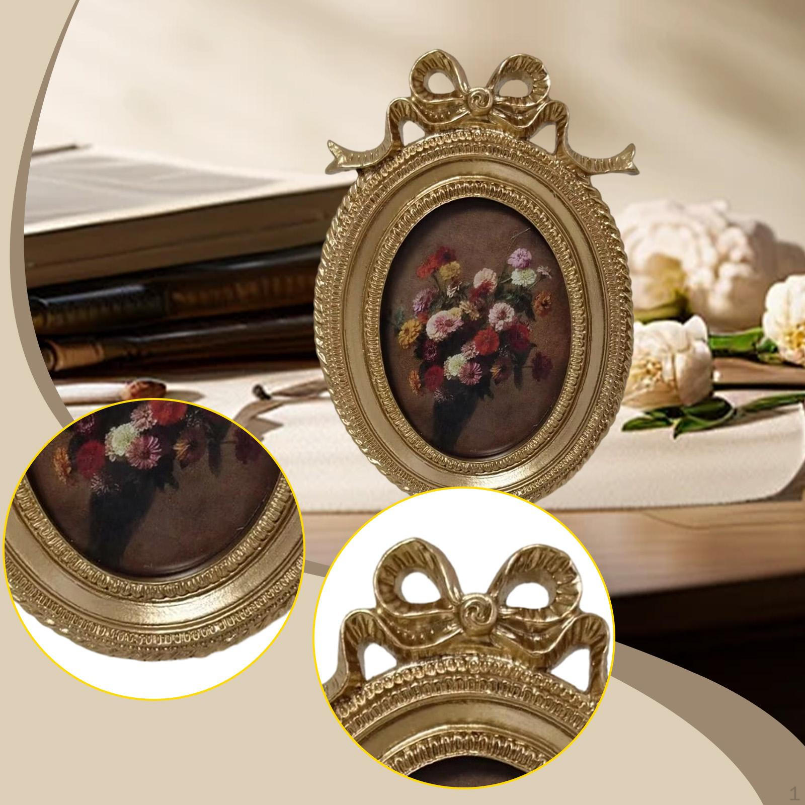 

Small Vintage Picture Frame, Resin Photo Frame Tabletop Display Wall Mount Retro