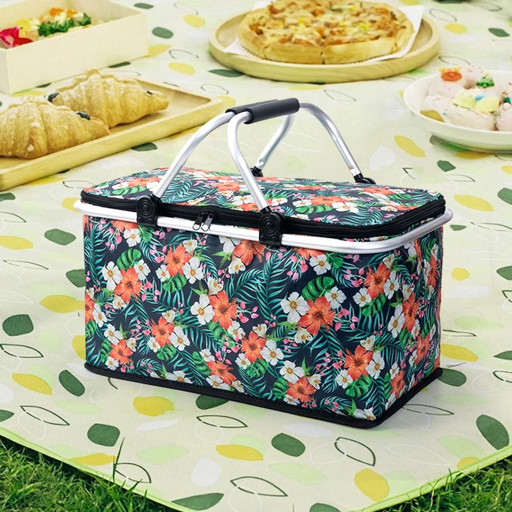 30L Värmeisolerad Väska Vattentät Folie Vikbar Isolerad Kylväska Håll Fräsch Matlåda Korg Matbehållare för Utomhuspicknick